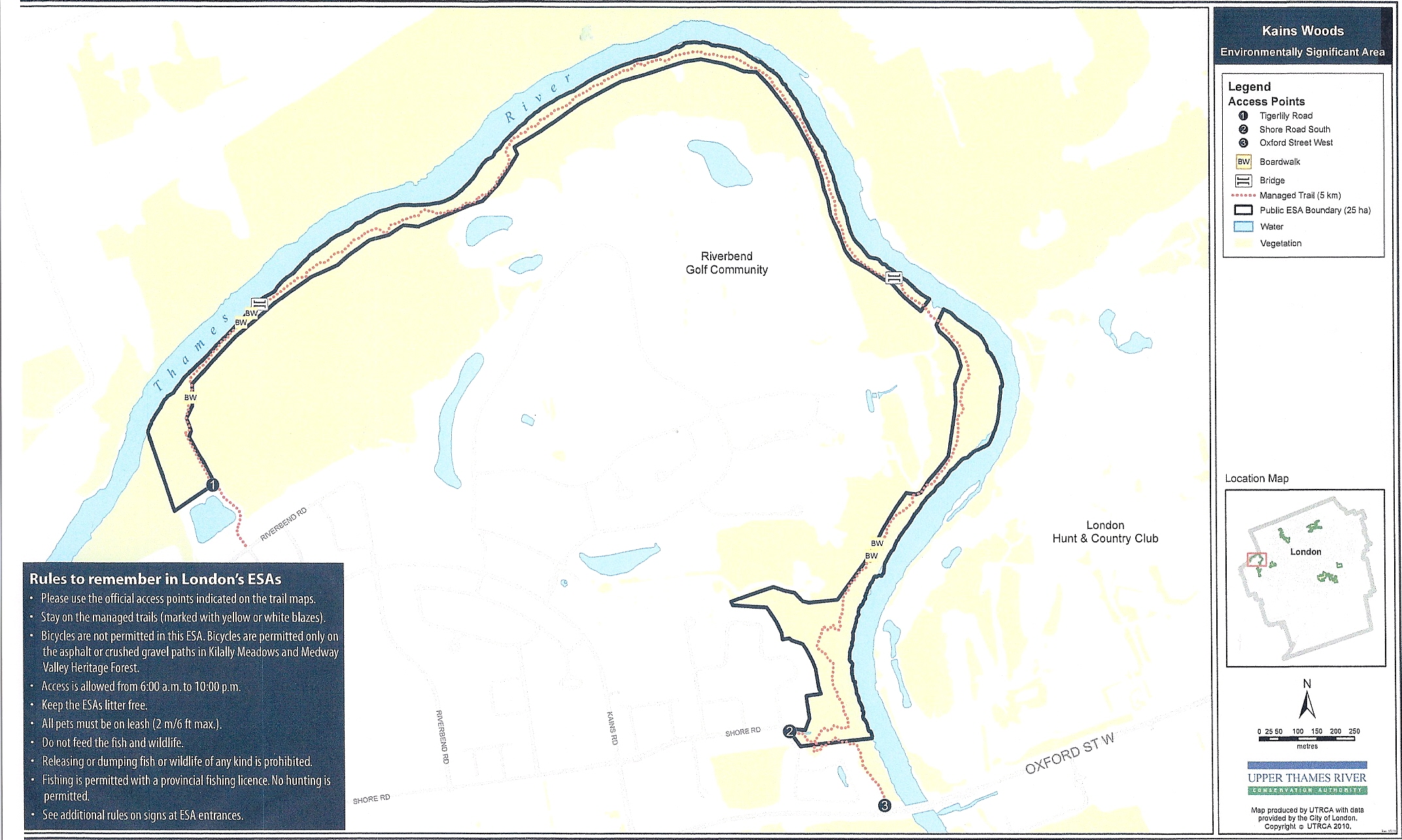 Kains Woods Trail Map Kains Woods Environmentally Sensitive Area - Riverbend Homes For Sale,  London